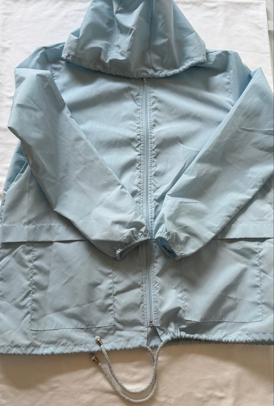 Hount Light Blue Hooded Windbreaker Full Zip Rain Jacket Women’s Size Large